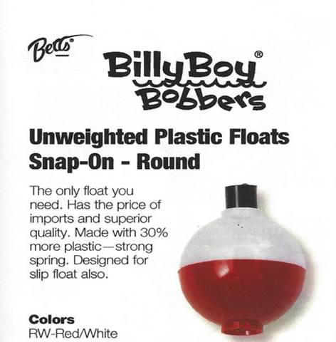 Betts Unweighted Plastic Snap-On Floats - Bulk